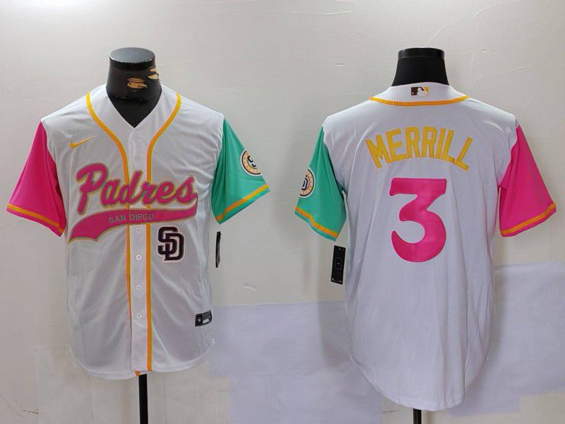 Men San Diego Padres #3 Merrill White Joint Name 2024 Nike MLB Jersey style 4->san diego padres->MLB Jersey